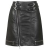 Women's Black Leather Biker Mini Skirt